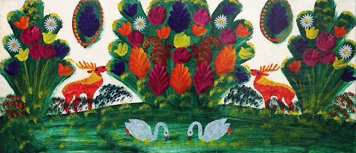 Two deers near the Tree of Life