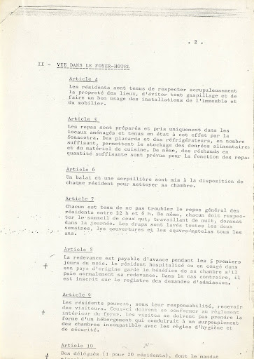 Réglement intérieur d'un foyer-hôtel de Saint-Denis