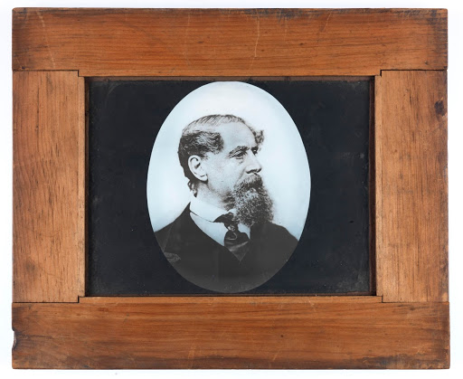 Lantern slide portrait of Charles Dickens