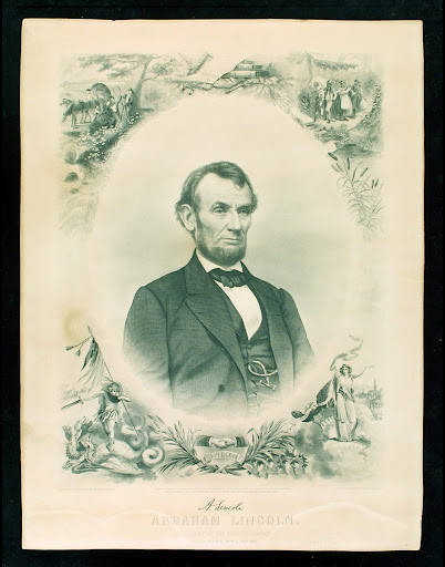 Engraving Showing a Portrait of Abraham Lincoln, 1864