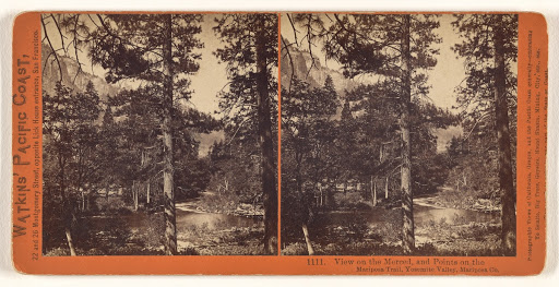 View on the Merced, and Points on the Mariposa Trail, Yosemite Valley, Mariposa Co. (Verso)