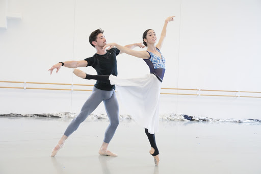 Monica Gomez as Miranda and Charles-Louis Yoshiyama as Ferdinand in David Bintley's The Tempest, Rehearsal