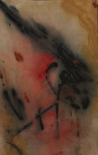 Untitled (Abstract composition in red, brown and black)