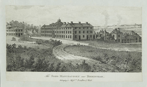 Engraving. The Soho Manufactory near Birmingham, b