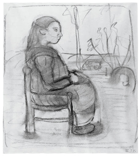 Sitting girl in a landscape