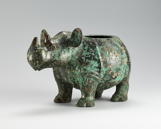 Ritual vessel in the shape of a rhinoceros frontal view