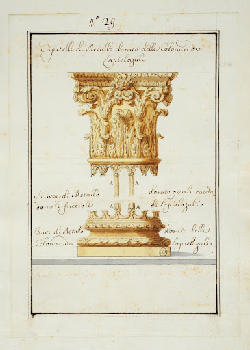 Design for the capital and base of the pilasters, Album Weale, Chapel of Saint John the Baptist