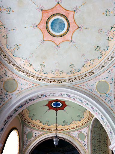 The unrestored ceiling in The Pewter Corridor