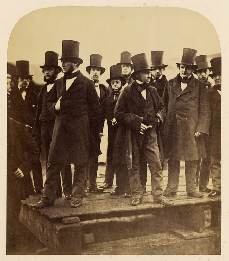 I.K. Brunel and Others Observing the "Great Eastern" Launch Attempt