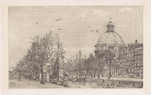 Singel met de Ronde Lutherse kerk te Amsterdam