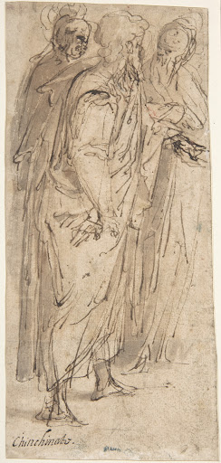 Three Standing Male Figures (recto); Two Standing Male Figures (verso)