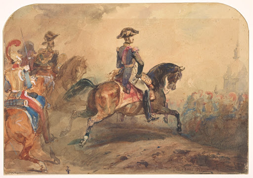 Le duc d’Orléans à cheval devant son état-major