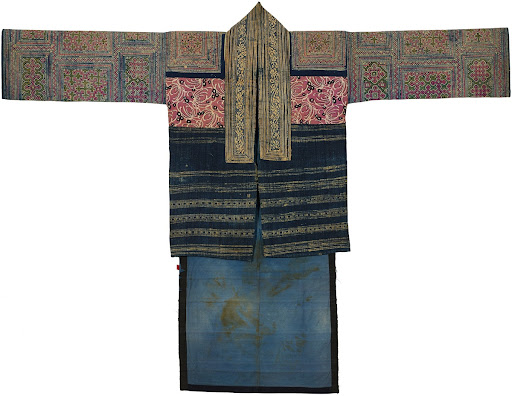 Miao Women’s Colorful Embroidered Batik Shirt with Vertical Placket Back