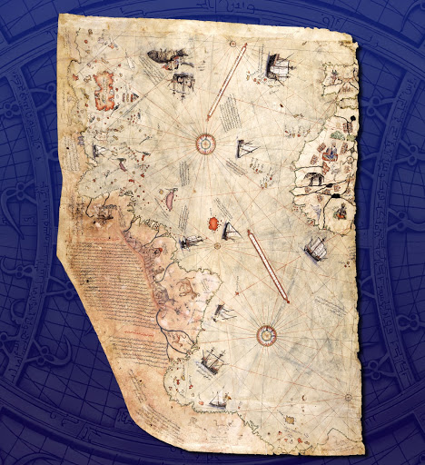 Oldest surviving map showing America drawn by Admiral Piri Reis