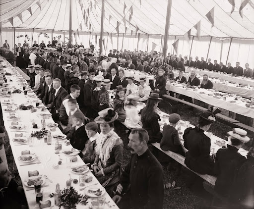 Tenants at a coming of age party, Snowhill, via Waterford, Co Kilkenny, around 1900-10