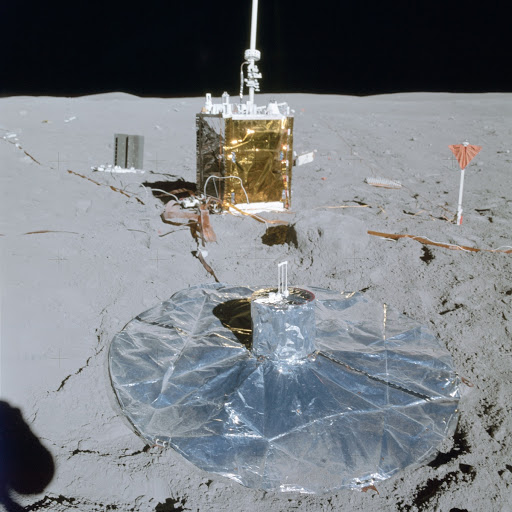 Partial view of the deployed Apollo Lunar Surface Experiments Package