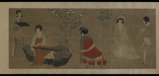 Palace Ladies Tuning a Zither (qin)