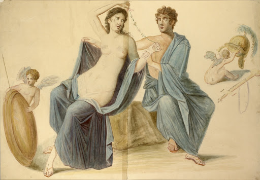 Venus and Mars (Pompeian Mural Paintings in Drawings by Wilhelm Zahn)