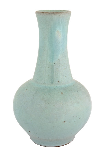Hamburger's Pottery light blue stemmed vase
