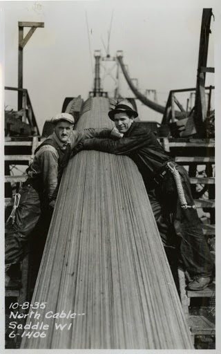 Working on a Cable for the Suspension Portion of the San Francisco-Oakland Bay Bridge