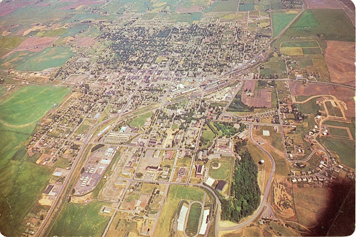 Aerial view of Moscow, Idaho in color