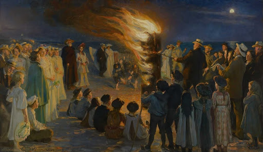 Midsummer Eve bonfire on Skagen's beach