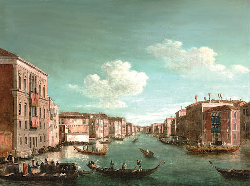 The Grand Canal, Venice, on regatta day, with Palazzo Balbi and Palazzo Foscari