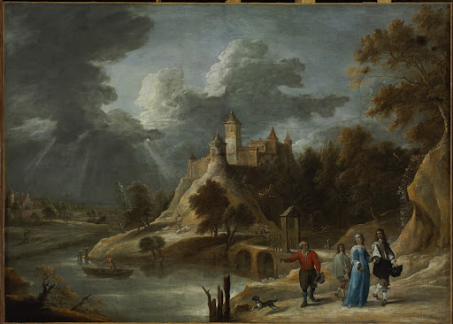 Landscape with a Castle and Landowners Promenading