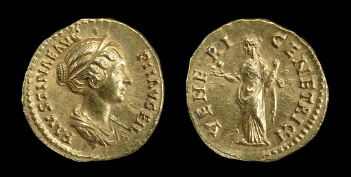 Gold aurei with portraits of the young Faustina II