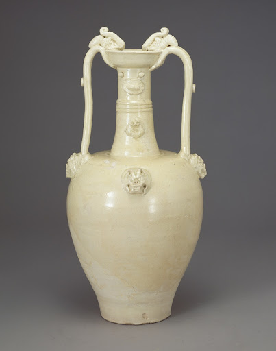 Vase with Handles in Shape of Dragon, White Porcelain