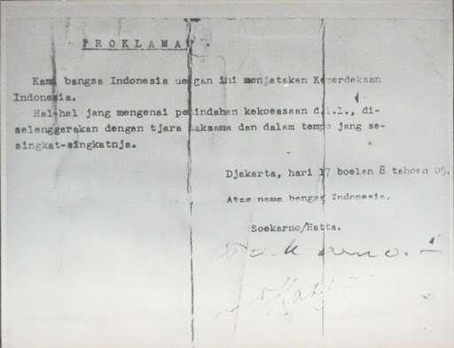 The text of the Declaration of Indonesian Independence