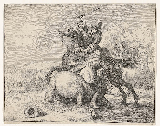 Zwaardgevecht tussen twee ruiters