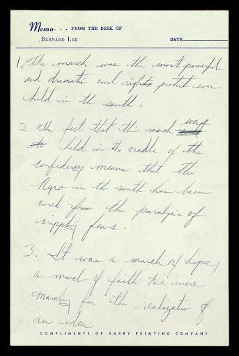 MLK Handwritten Reflections on the Selma March, Bloody Sunday, SNNC and Communism