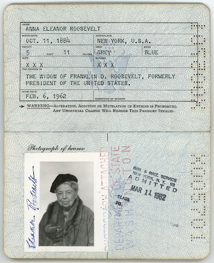 Eleanor Roosevelt's Diplomatic Passport, 1962