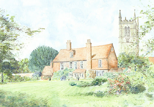 Watercolour of St. Andrews Church & House, Lower Church Lane, Farnham, Surrey