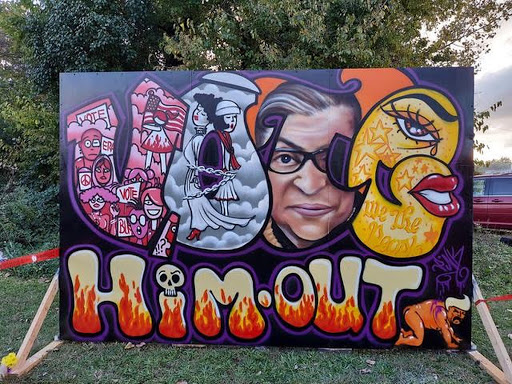 Grafitti Piece of Ruth Bader Ginsburg targetting Voters