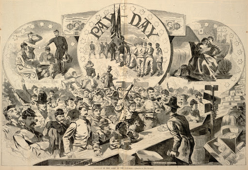 Pay-Day in the Army of the Potomac, from Harper's Weekly, February 28, 1863