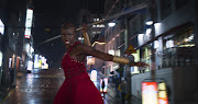 Danai Gurira during her wig whipping fight scene.