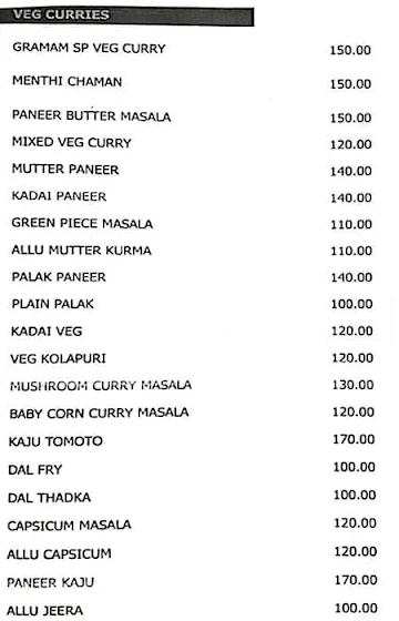 Gramam Multi Cuisine Restaurant menu 