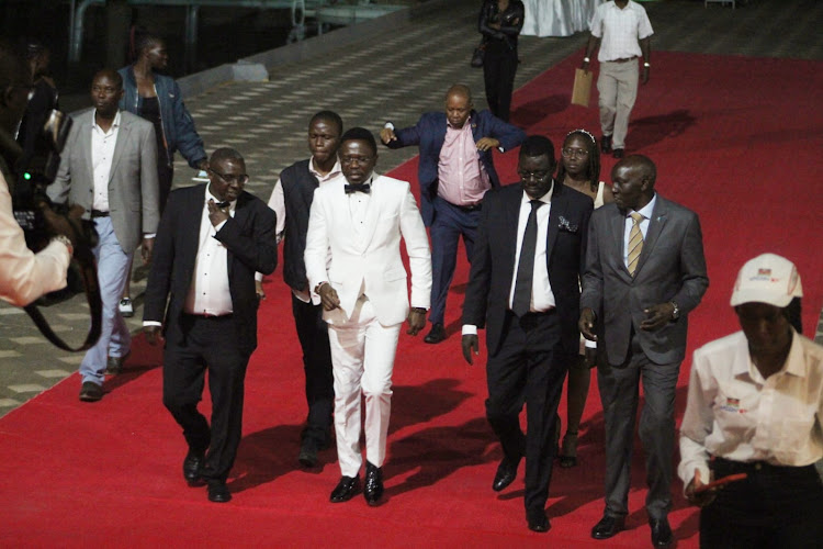 Sports Cabinet Secretary Ababu Namwamba arrives for the SOYA Awards at KICC on March 1, 2024