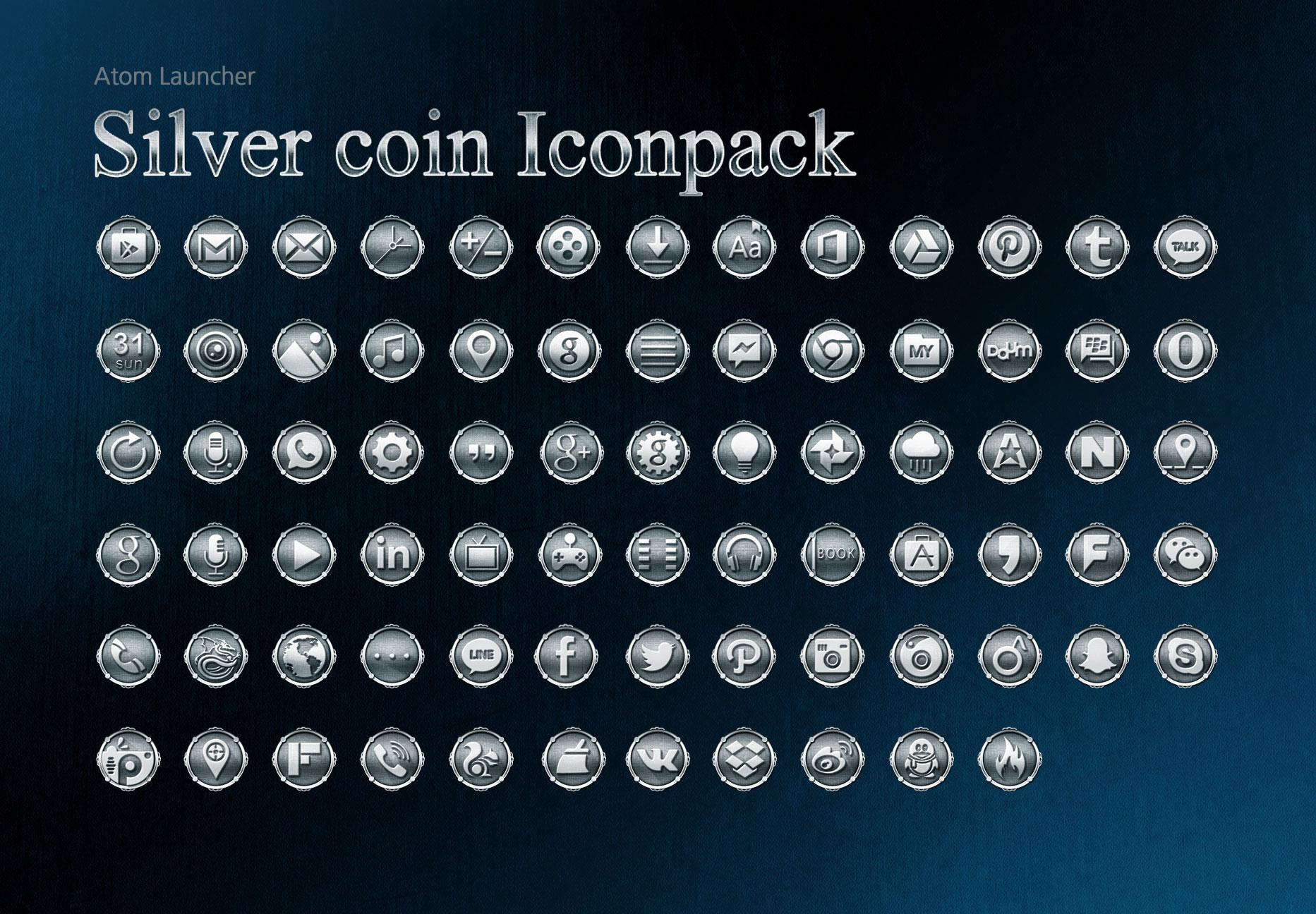 Android application Silver coin Iconpack screenshort