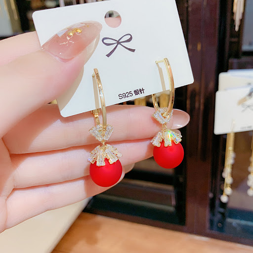 Title 5, 925 Silver Needle Zircon Pearl Long Earrings. E...