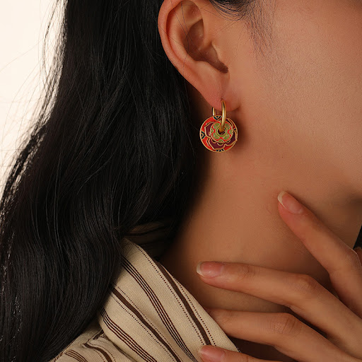 Title 2, Womens Enamelled Drip Oil Ear Clasp. Unique de...