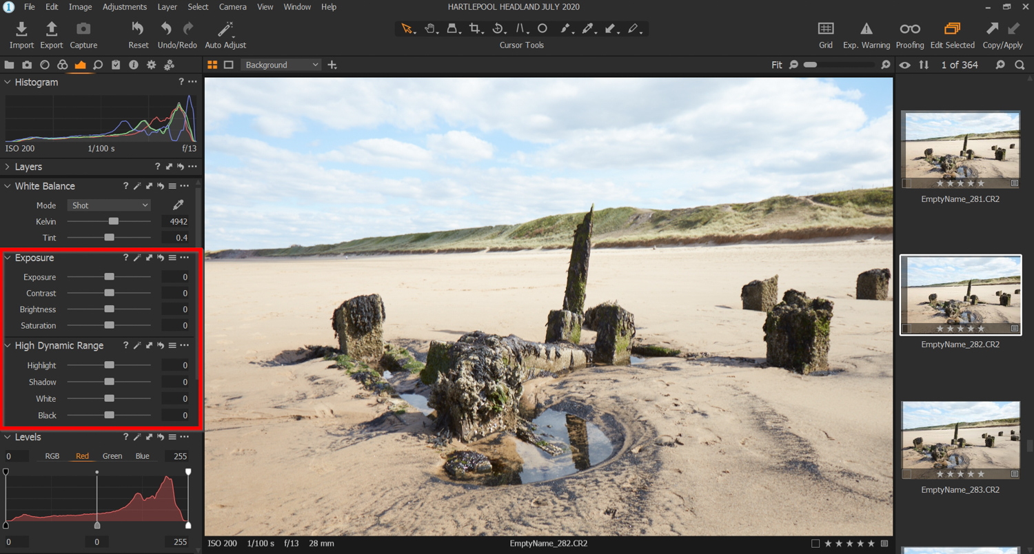 Capture One Exposure and High Dynamic Range tools