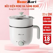 Nồi Điện Mini Đa Năng Bear 1.2L (Có Xửng Hấp) Nồi Lẩu Điện Mini, Homemart – Hàng Chính Hãng Bảo Hành 6 - 18 Tháng