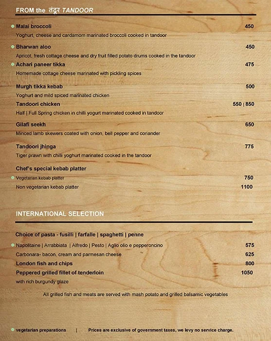 My Place - MSR Hotel and Spa menu 