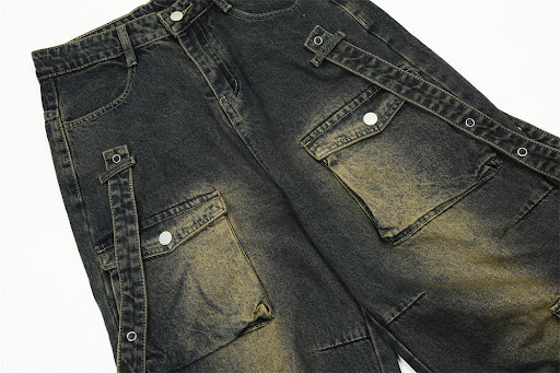 Title 6, Mens Functional Multi-pocket Workwear Jeans. D...