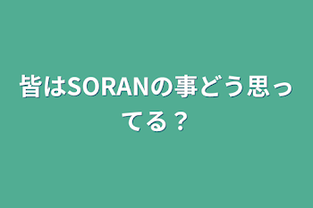 皆はSORANの事どう思ってる？