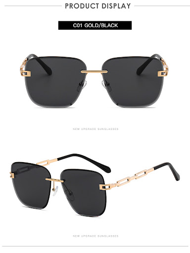 Title 6, Fashion Frameless Trimming Square Sunglasses