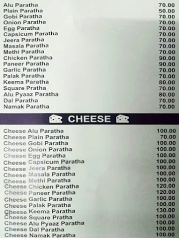 New Ayaan's Paratha Centre menu 